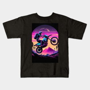 Cyber Future Dirt Bike With Neon Colors Kids T-Shirt